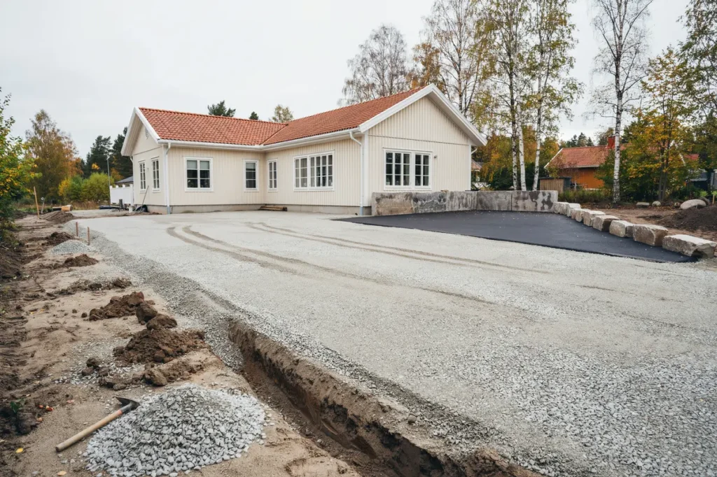 asfaltera parkeringsplats vid villa underarbete och viktiga val